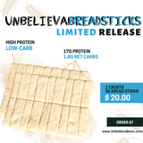 UnbelievaBreadsticks - High Protein, Low-Carb Bread Sticks (2 Squares of 36 Sticks per Bag)