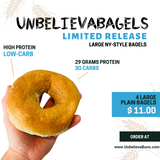 UnbelievaBagels - LARGE NY-Style High Protein, Low-Carb Bagels (4 Total Bagels)