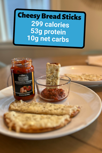 Low Carb, High Protein Cheesy Bread Sticks