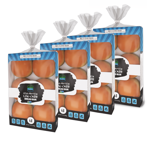 4 Bags of UnbelievaBuns - High Protein, Low Carb Bread Buns (24