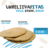 2 Bags of UnbelievaPitas - High Protein, Low-Carb Pitas (6 Breads)