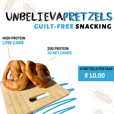 UnbelievaPretzels - High Protein, Low-Carb Pretzels (4 Per Bag)