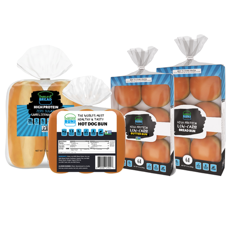Trial Pack - 1 Each of Original UnbelievaBuns, Butter Buns, Hot Dog Buns, UnbelievaHoagies