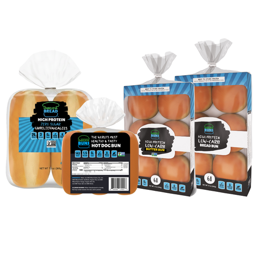 Trial Pack - 1 Each of Original UnbelievaBuns, Butter Buns, Hot Dog Buns, UnbelievaHoagies