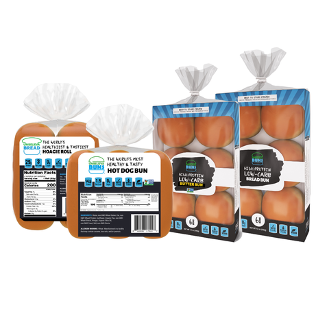 Trial Pack - 1 Each of Original UnbelievaBuns, Butter Buns, Hot Dog Buns, UnbelievaHoagies