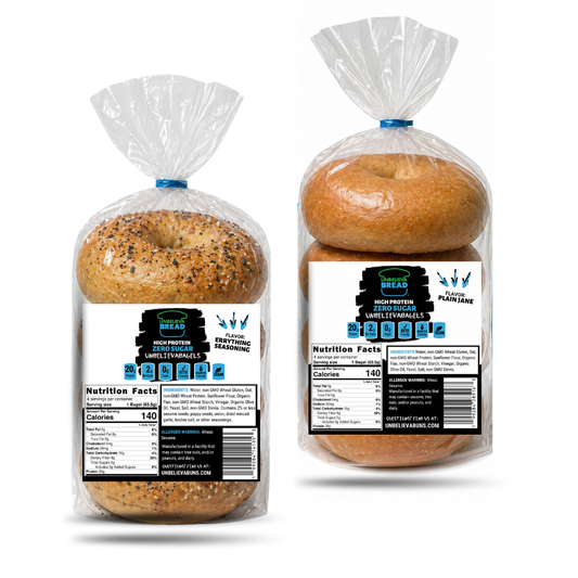 UnbelievaBagels - 2 Bags High Protein, Low-Carb Bagels (8 Total Bagels)